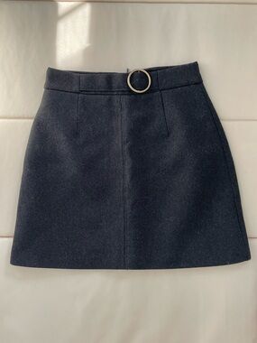 R&K Black A-Line Skort with Gold Ring Waist Accent